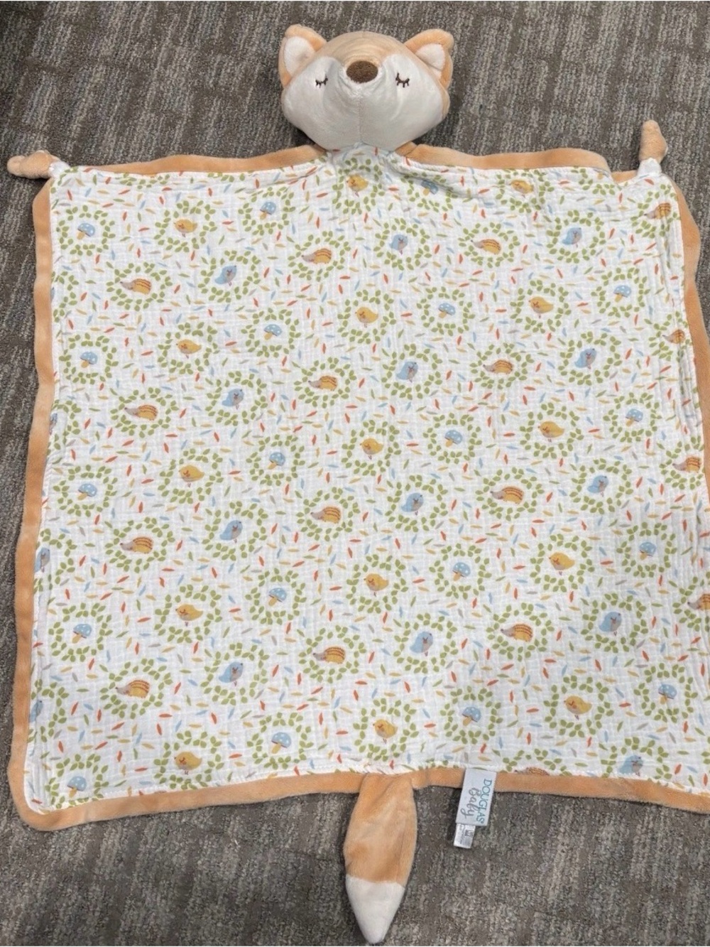 Douglas Baby Orange Fox Security Blanket  Lovey Extra Large Muslin Cotton 20”